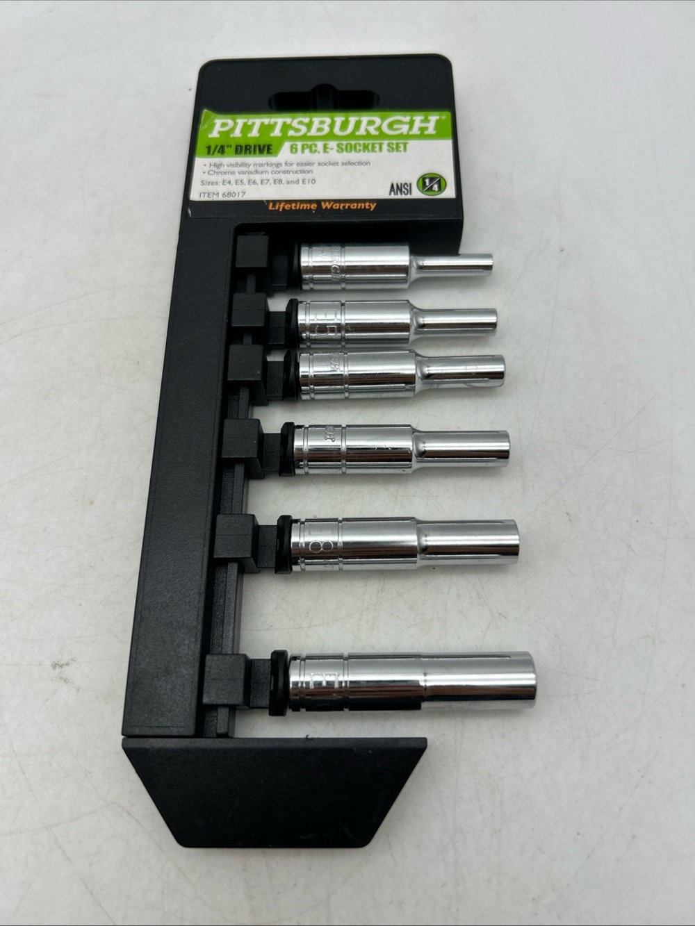 Pittsburgh 6 PC E-Socket Set 1/4" Drive E4-E10 MPN 68017